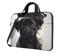 BYPPJGH Cute Black Pug Dog Laptop Shoulder Bag For Men Women Briefcase Messenger Bag W/Strap Handle Waterproof Laptop Sleeve Bag 14 Inch