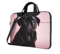 BYPPJGH Cute Black Pug Laptop Shoulder Bag For Men Women Briefcase Messenger Bag W/Strap Handle Waterproof Laptop Sleeve Bag 15.6 Inch