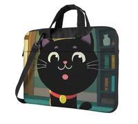 BYPPJGH Cute Cartoon Black Cat Laptop Shoulder Bag For Men Women Briefcase Messenger Bag W/Strap Handle Waterproof Laptop Sleeve Bag 15.6 Inch