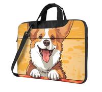 BYPPJGH Cute Corgi Dog Laptop Shoulder Bag For Men Women Briefcase Messenger Bag W/Strap Handle Waterproof Laptop Sleeve Bag 14 Inch