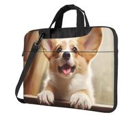 BYPPJGH Cute Corgi Laptop Shoulder Bag For Men Women Briefcase Messenger Bag W/Strap Handle Waterproof Laptop Sleeve Bag 15.6 Inch