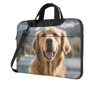 BYPPJGH Cute Golden Retriever Laptop Shoulder Bag For Men Women Briefcase Messenger Bag W/Strap Handle Waterproof Laptop Sleeve Bag 14 Inch