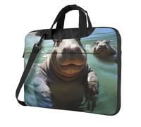 BYPPJGH Cute Hippos Laptop Shoulder Bag For Men Women Briefcase Messenger Bag W/Strap Handle Waterproof Laptop Sleeve Bag 13 Inch