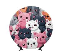 BYPPJGH Cute Kittens Ceramic Decorative Plates Bone China Decorative Plate with Display Stand Handmade Ceramic Ornament Personality Porcelain Dinner Plate Crafts for Home Office Wall Decoration 20cm