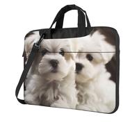 BYPPJGH Cute Maltese Puppy Laptop Shoulder Bag For Men Women Briefcase Messenger Bag W/Strap Handle Waterproof Laptop Sleeve Bag 15.6 Inch