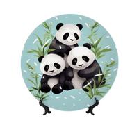 BYPPJGH Cute Pandas Ceramic Decorative Plates Bone China Decorative Plate with Display Stand Handmade Ceramic Ornament Personality Porcelain Dinner Plate Crafts for Home Office Wall Decoration 25cm