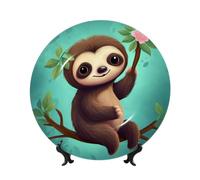 BYPPJGH Cute Sloth Ceramic Decorative Plates Bone China Decorative Plate with Display Stand Handmade Ceramic Ornament Personality Porcelain Dinner Plate Crafts for Home Office Wall Decoration 20cm