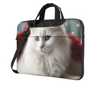BYPPJGH Cute White Cat Laptop Shoulder Bag For Men Women Briefcase Messenger Bag W/Strap Handle Waterproof Laptop Sleeve Bag 14 Inch