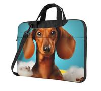 BYPPJGH Dachshund Dog Laptop Shoulder Bag For Men Women Briefcase Messenger Bag W/Strap Handle Waterproof Laptop Sleeve Bag 13 Inch