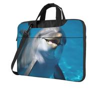 BYPPJGH Dolphin With A Smile Laptop Shoulder Bag For Men Women Briefcase Messenger Bag W/Strap Handle Waterproof Laptop Sleeve Bag 13 Inch