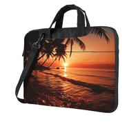BYPPJGH Dusk Tropical Beach Palm Laptop Shoulder Bag For Men Women Briefcase Messenger Bag W/Strap Handle Waterproof Laptop Sleeve Bag 14 Inch