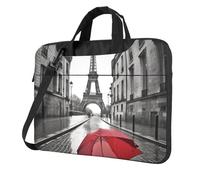 BYPPJGH Eiffel Tower Paris Street Red Umbrella Laptop Shoulder Bag For Men Women Briefcase Messenger Bag W/Strap Handle Waterproof Laptop Sleeve Bag 13 Inch