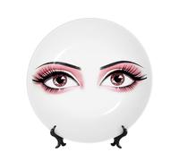 BYPPJGH Eyes Ceramic Decorative Plates Bone China Decorative Plate with Display Stand Handmade Ceramic Ornament Personality Porcelain Dinner Plate Crafts for Home Office Wall Decoration 15cm