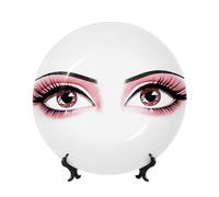 BYPPJGH Eyes Ceramic Decorative Plates Bone China Decorative Plate with Display Stand Handmade Ceramic Ornament Personality Porcelain Dinner Plate Crafts for Home Office Wall Decoration 15cm