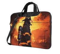 BYPPJGH Firefighter Fireman Flame Laptop Shoulder Bag For Men Women Briefcase Messenger Bag W/Strap Handle Waterproof Laptop Sleeve Bag 13 Inch