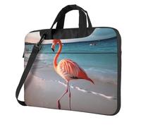 BYPPJGH Flamingo On The Beach Laptop Shoulder Bag For Men Women Briefcase Messenger Bag W/Strap Handle Waterproof Laptop Sleeve Bag 15.6 Inch