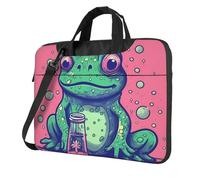 BYPPJGH Frog Staring At Bottle Laptop Shoulder Bag For Men Women Briefcase Messenger Bag W/Strap Handle Waterproof Laptop Sleeve Bag 14 Inch