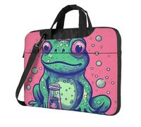 BYPPJGH Frog Staring At Bottle Laptop Shoulder Bag For Men Women Briefcase Messenger Bag W/Strap Handle Waterproof Laptop Sleeve Bag 15.6 Inch