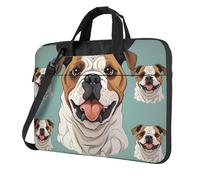 BYPPJGH Funny English Bulldog Laptop Shoulder Bag For Men Women Briefcase Messenger Bag W/Strap Handle Waterproof Laptop Sleeve Bag 15.6 Inch