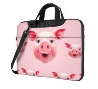 BYPPJGH Funny Pink Pig Face Laptop Shoulder Bag For Men Women Briefcase Messenger Bag W/Strap Handle Waterproof Laptop Sleeve Bag 14 Inch