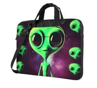 BYPPJGH Green Alien1 Laptop Shoulder Bag For Men Women Briefcase Messenger Bag W/Strap Handle Waterproof Laptop Sleeve Bag 15.6 Inch