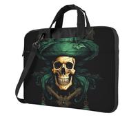 BYPPJGH Green Hat Skull Laptop Shoulder Bag For Men Women Briefcase Messenger Bag W/Strap Handle Waterproof Laptop Sleeve Bag 14 Inch
