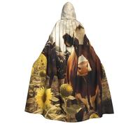 BYPPJGH Halloween Hooded Cape For Adult 3d Animal Brown Cow Full Length Cape Cloak Halloween Christmas Cosplay Costume For Men And Women