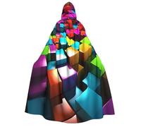 BYPPJGH Halloween Hooded Cape For Adult 3d Colorful Cubes Full Length Cape Cloak Halloween Christmas Cosplay Costume For Men And Women