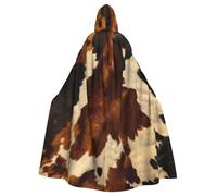 BYPPJGH Halloween Hooded Cape For Adult Abstract Cow Skin Full Length Cape Cloak Halloween Christmas Cosplay Costume For Men And Women