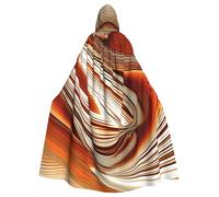 BYPPJGH Halloween Hooded Cape For Adult Abstract Orange White Lines Full Length Cape Cloak Halloween Christmas Cosplay Costume For Men And Women