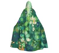 BYPPJGH Halloween Hooded Cape For Adult Abstract Seasonal Green Floral Full Length Cape Cloak Halloween Christmas Cosplay Costume For Men And Women