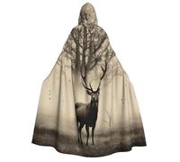 BYPPJGH Halloween Hooded Cape For Adult Abstract Tree Elk Picture Full Length Cape Cloak Halloween Christmas Cosplay Costume For Men And Women