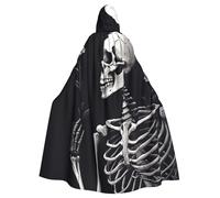 BYPPJGH Halloween Hooded Cape For Adult Aesthetic Skeleton Full Length Cape Cloak Halloween Christmas Cosplay Costume For Men And Women