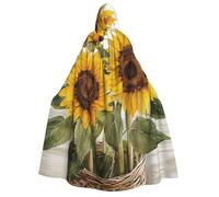 BYPPJGH Halloween Hooded Cape For Adult Alluring Sunflowers Summer Full Length Cape Cloak Halloween Christmas Cosplay Costume For Men And Women