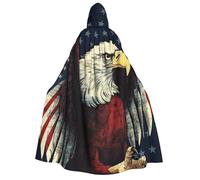 BYPPJGH Halloween Hooded Cape For Adult American Flag Eagle Full Length Cape Cloak Halloween Christmas Cosplay Costume For Men And Women