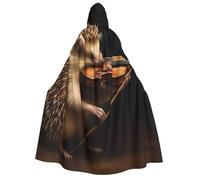 BYPPJGH Halloween Hooded Cape For Adult Animal Hedgehog Music Violin Full Length Cape Cloak Halloween Christmas Cosplay Costume For Men And Women
