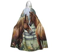 BYPPJGH Halloween Hooded Cape For Adult Animals Embroidery Paintings Horses Full Length Cape Cloak Halloween Christmas Cosplay Costume For Men And Women