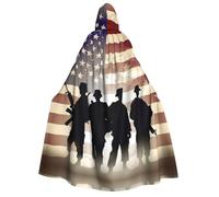 BYPPJGH Halloween Hooded Cape For Adult Armed Forces Day American Full Length Cape Cloak Halloween Christmas Cosplay Costume For Men And Women