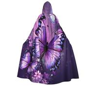 BYPPJGH Halloween Hooded Cape For Adult Beautiful Purple Butterfly Art Full Length Cape Cloak Halloween Christmas Cosplay Costume For Men And Women