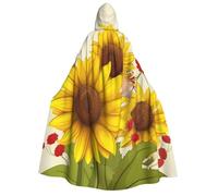 BYPPJGH Halloween Hooded Cape For Adult Bees Sunflowers Daisy Rose Flowers Full Length Cape Cloak Halloween Christmas Cosplay Costume For Men And Women