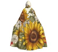 BYPPJGH Halloween Hooded Cape For Adult Bees Sunflowers Daisy Rose Flowers Full Length Cape Cloak Halloween Christmas Cosplay Costume For Men And Women