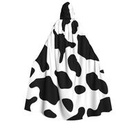 BYPPJGH Halloween Hooded Cape For Adult Black And White Cow Print Full Length Cape Cloak Halloween Christmas Cosplay Costume For Men And Women