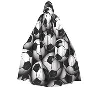 BYPPJGH Halloween Hooded Cape For Adult Black And White Soccer Ball Pattern Full Length Cape Cloak Halloween Christmas Cosplay Costume For Men And Women