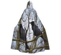 BYPPJGH Halloween Hooded Cape For Adult Black Crow Birds Full Length Cape Cloak Halloween Christmas Cosplay Costume For Men And Women