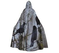 BYPPJGH Halloween Hooded Cape For Adult Black Crow Birds Full Length Cape Cloak Halloween Christmas Cosplay Costume For Men And Women