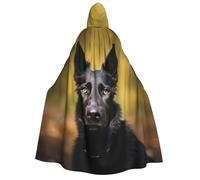 BYPPJGH Halloween Hooded Cape For Adult Black German Shepherd Dog Full Length Cape Cloak Halloween Christmas Cosplay Costume For Men And Women