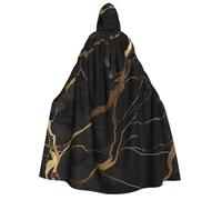 BYPPJGH Halloween Hooded Cape For Adult Black Gold Marble Full Length Cape Cloak Halloween Christmas Cosplay Costume For Men And Women