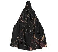 BYPPJGH Halloween Hooded Cape For Adult Black Gold Marble Full Length Cape Cloak Halloween Christmas Cosplay Costume For Men And Women
