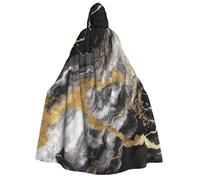 BYPPJGH Halloween Hooded Cape For Adult Black White Gold Foil Marble Full Length Cape Cloak Halloween Christmas Cosplay Costume For Men And Women
