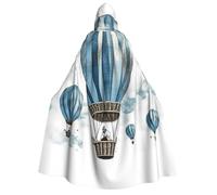 BYPPJGH Halloween Hooded Cape For Adult Blue Hot Air Balloon Full Length Cape Cloak Halloween Christmas Cosplay Costume For Men And Women